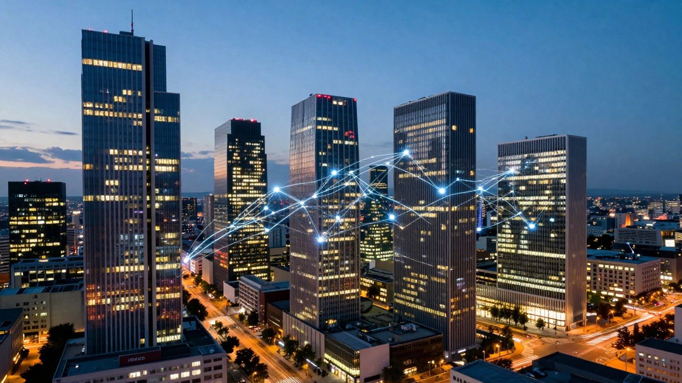 Europäische Stadt mit Datenströmen