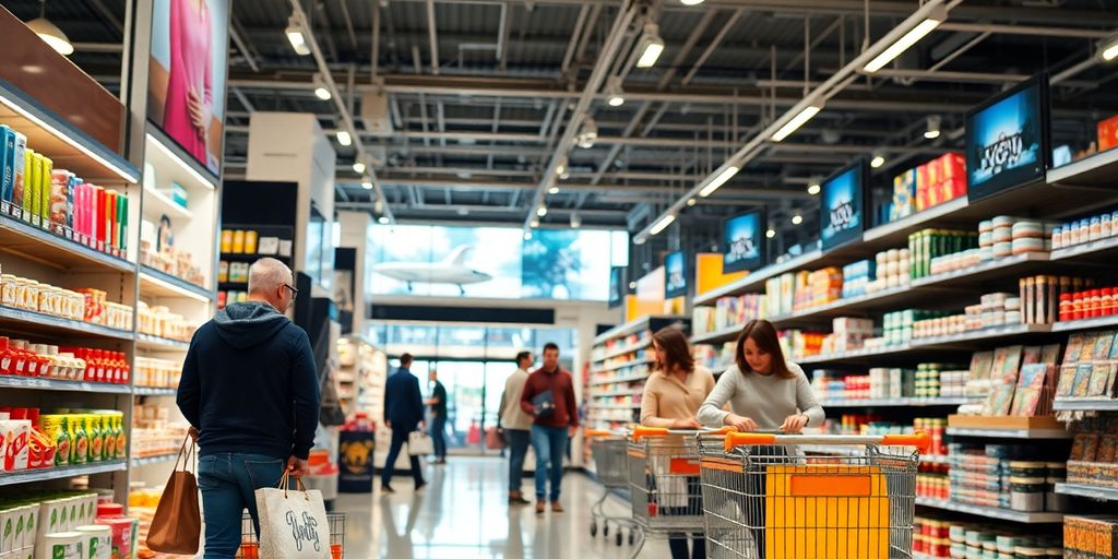 Vielzahl an Produkten in einem modernen Einzelhandelsgeschäft.