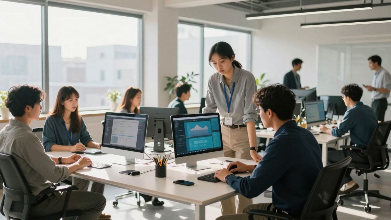 Moderne europäische Unternehmen mit digitalen Lösungen